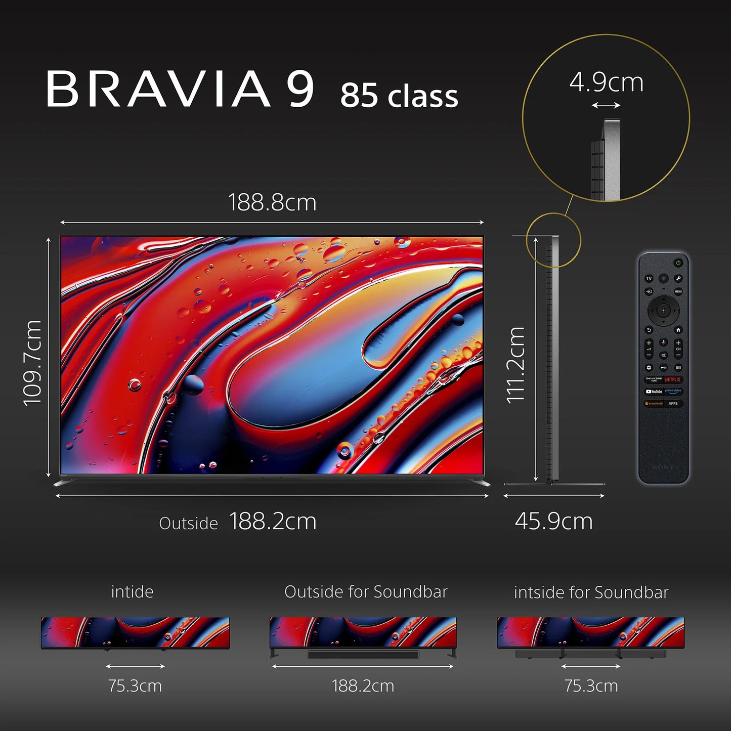 Sony | BRAVIA 9 | 85 Inch | MINI LED XR QLED TV with XR BACKLIGHT MASTER 4K HDR Smart TV , 85XR90