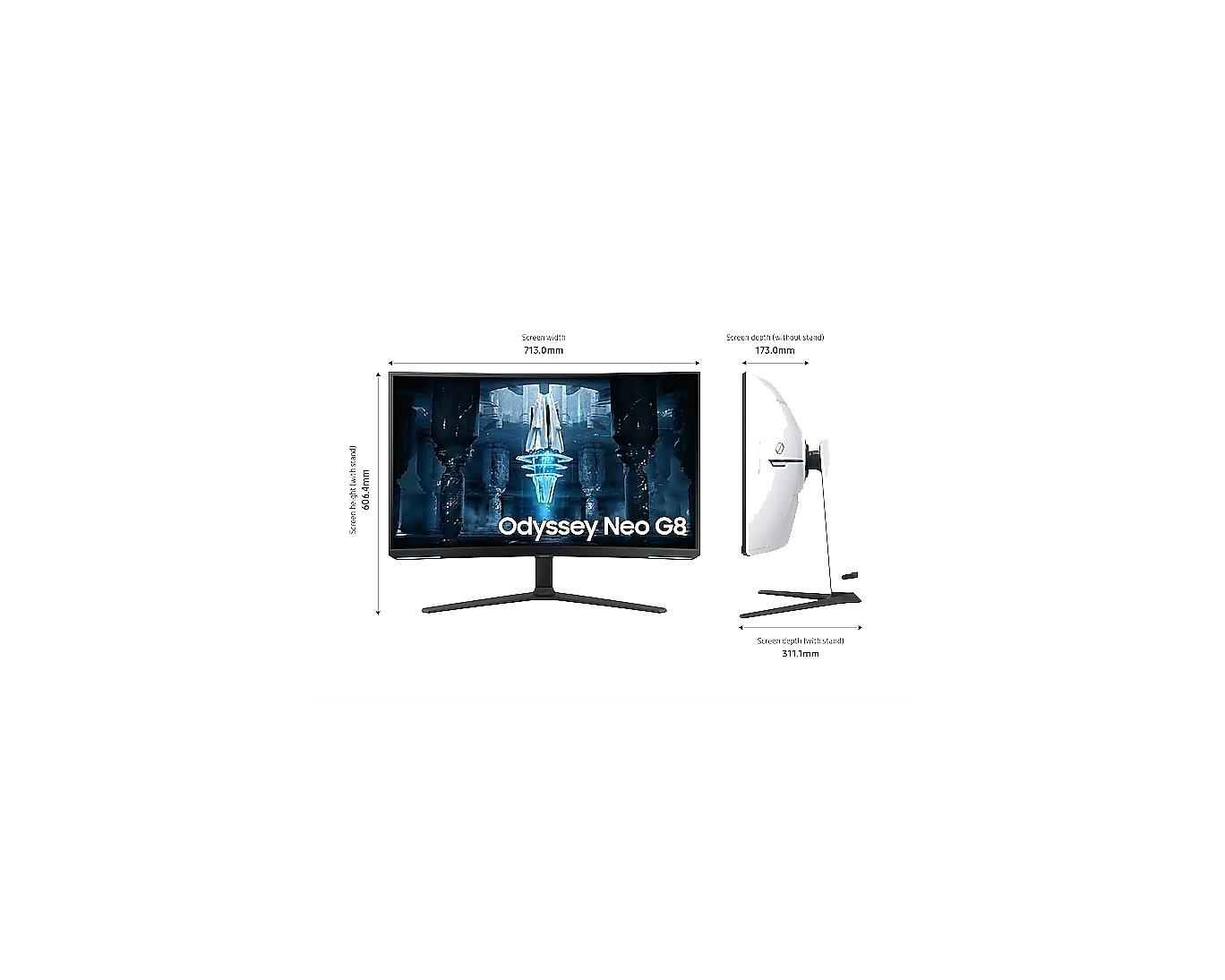 Samsung 32" Odyssey Neo G8 BG850, 4K Curved Gaming Monitor With 240Hz Refresh Rate &1ms Response Time LS32BG850