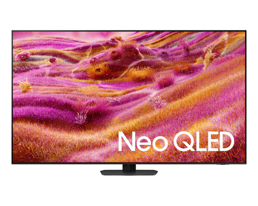 Neo QLED TV displaying a vibrant underwater scene with 'Neo QLED' branding. 75QN90F SAMSUNG NEO QLED 4K 2025