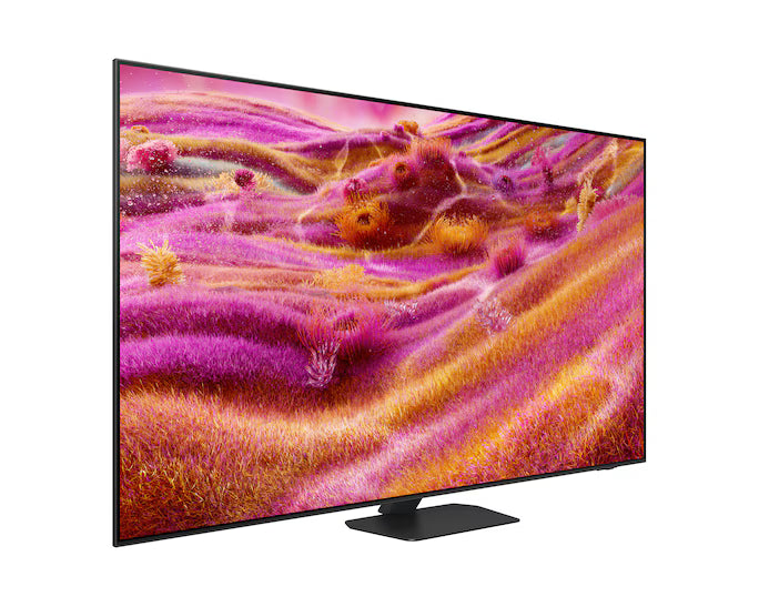 The Samsung 75QN90F Neo QLED TV is a 75-inch 4K smart TV from the 2025 model year. It is built with Mini LED technology, which provides precise lighting for enhanced contrast and vivid colors. The TV is equipped with a powerful AI processor designed to upscale content to 4K and optimize picture and sound quality.