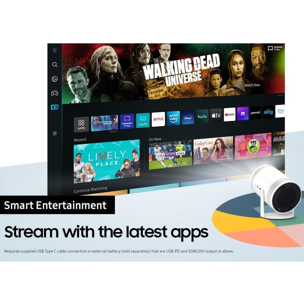 Samsung 30”- 100” The Freestyle FHD HDR Smart Portable Projector, SP-LSP3BLA.