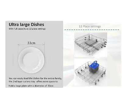 Sharp Dishwasher With 12 Place Settings 6 Programs Steel Silver Model-QW-MB612