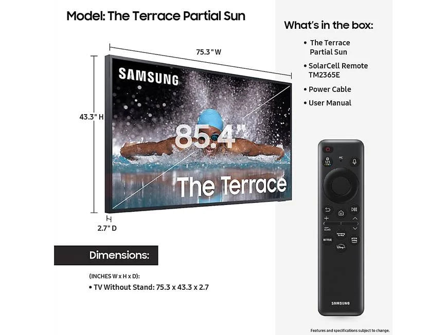 Samsung 85" The Terrace Partial Sun 4k Outdoor TV LST7C