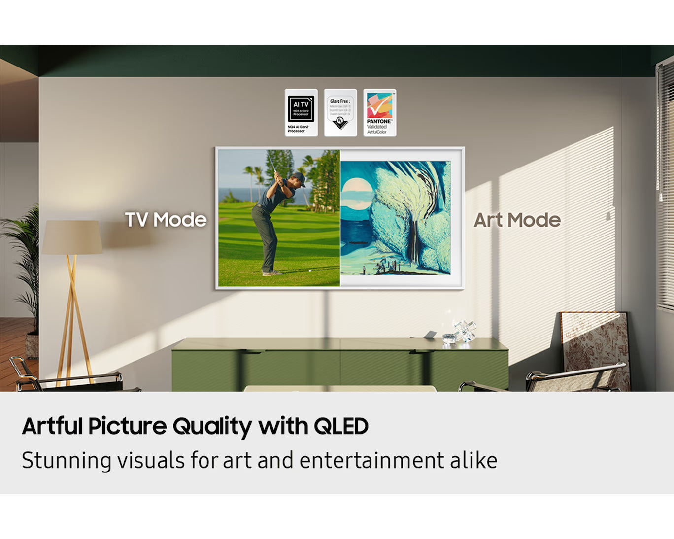Samsung 50" The Frame LS03F QLED 4K Art Mode Vision AI Smart TV (2025), 50LS03F