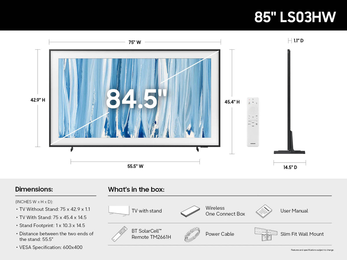Samsung 85" The Frame Pro Neo QLED 4K Art TV 85LS03HW 2026